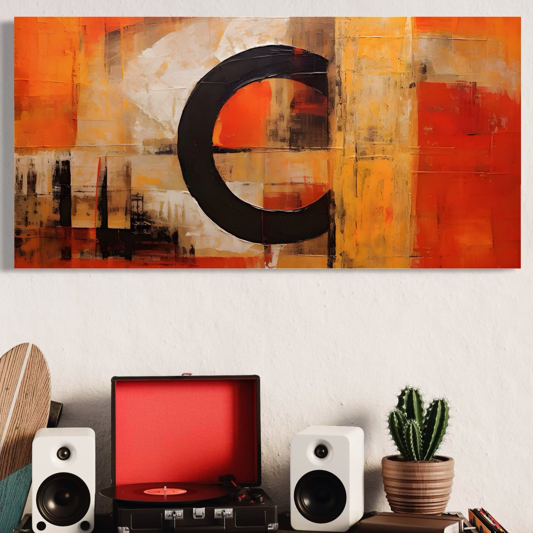 Tablou Canvas Premium LuxCanva® A1621, Realitate Abstracta , Living, Cromatic, Rosu, Cerc, Decorativ, Dormitor, Culori Vibrante