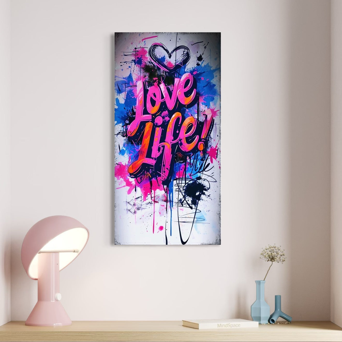 Tablou Canvas Premium, LuxCanva® Q1013, Iubeste Viata, Graffiti, Iubire, Viata, Urban, Motivational, Mesaj, Pozitiv, Modern, Birou, Dormitor