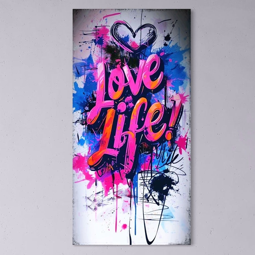 Tablou Canvas Premium, LuxCanva® Q1013, Iubeste Viata, Graffiti, Iubire, Viata, Urban, Motivational, Mesaj, Pozitiv, Modern, Birou, Dormitor