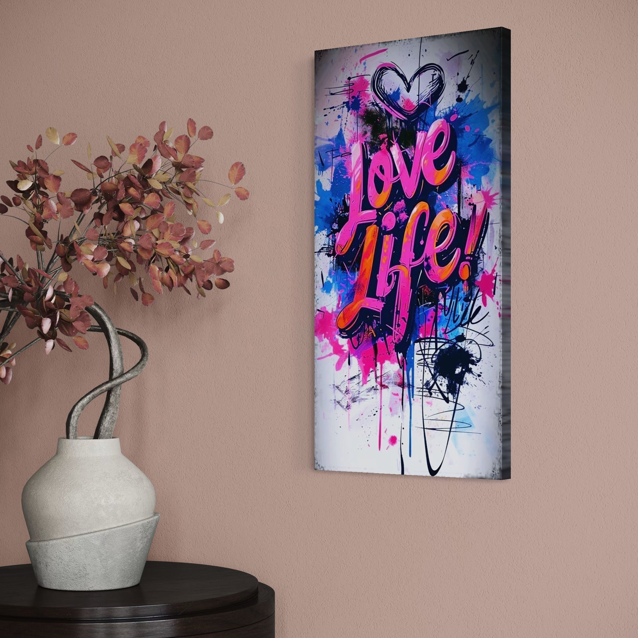 Tablou Canvas Premium, LuxCanva® Q1013, Iubeste Viata, Graffiti, Iubire, Viata, Urban, Motivational, Mesaj, Pozitiv, Modern, Birou, Dormitor