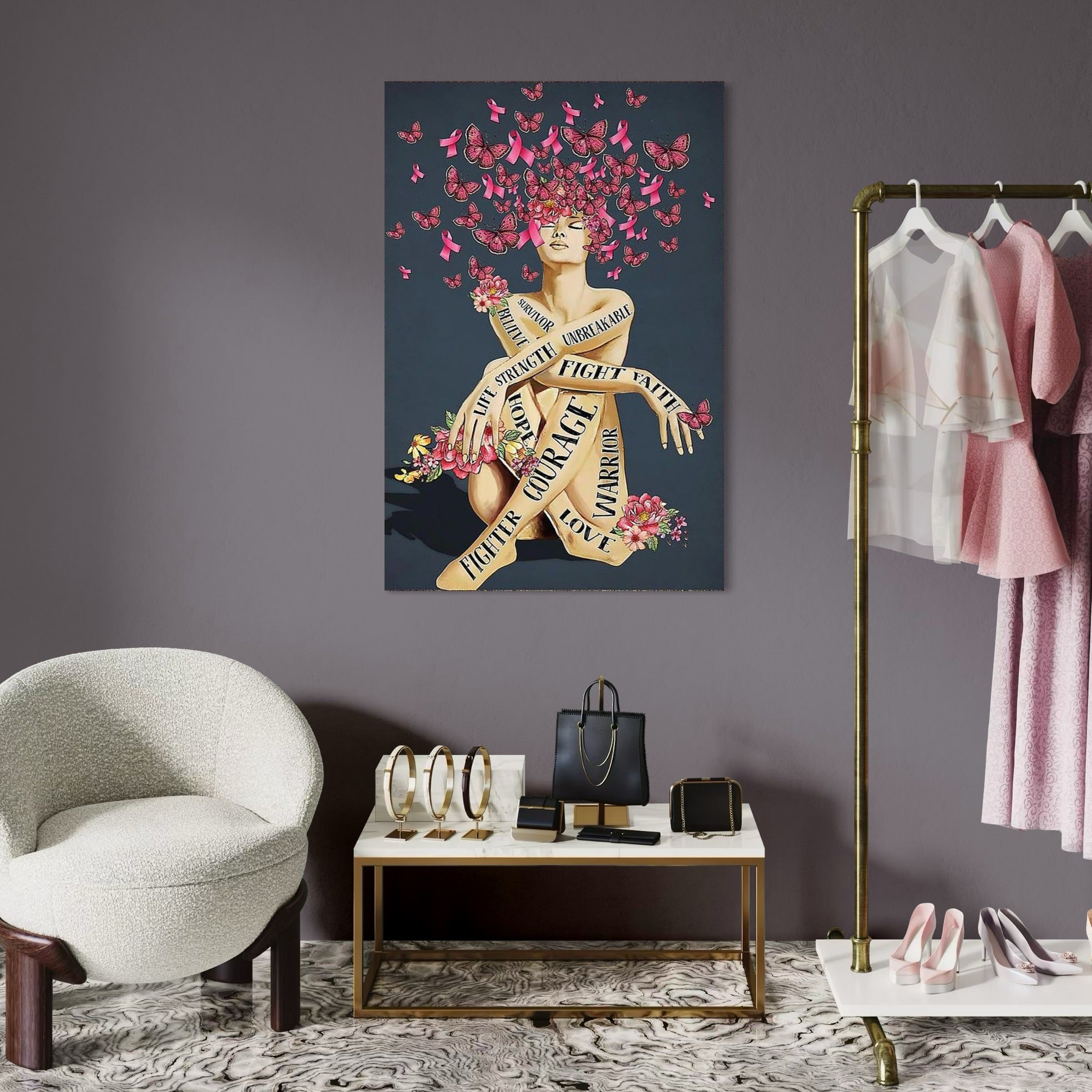 Tablou Canvas Premium, LuxCanva® Q1017, Aripile Sperantei, Ganduri, Optimism, Feminin, Flori, Motivational, Empatie, Viata, Birou, Dormitor