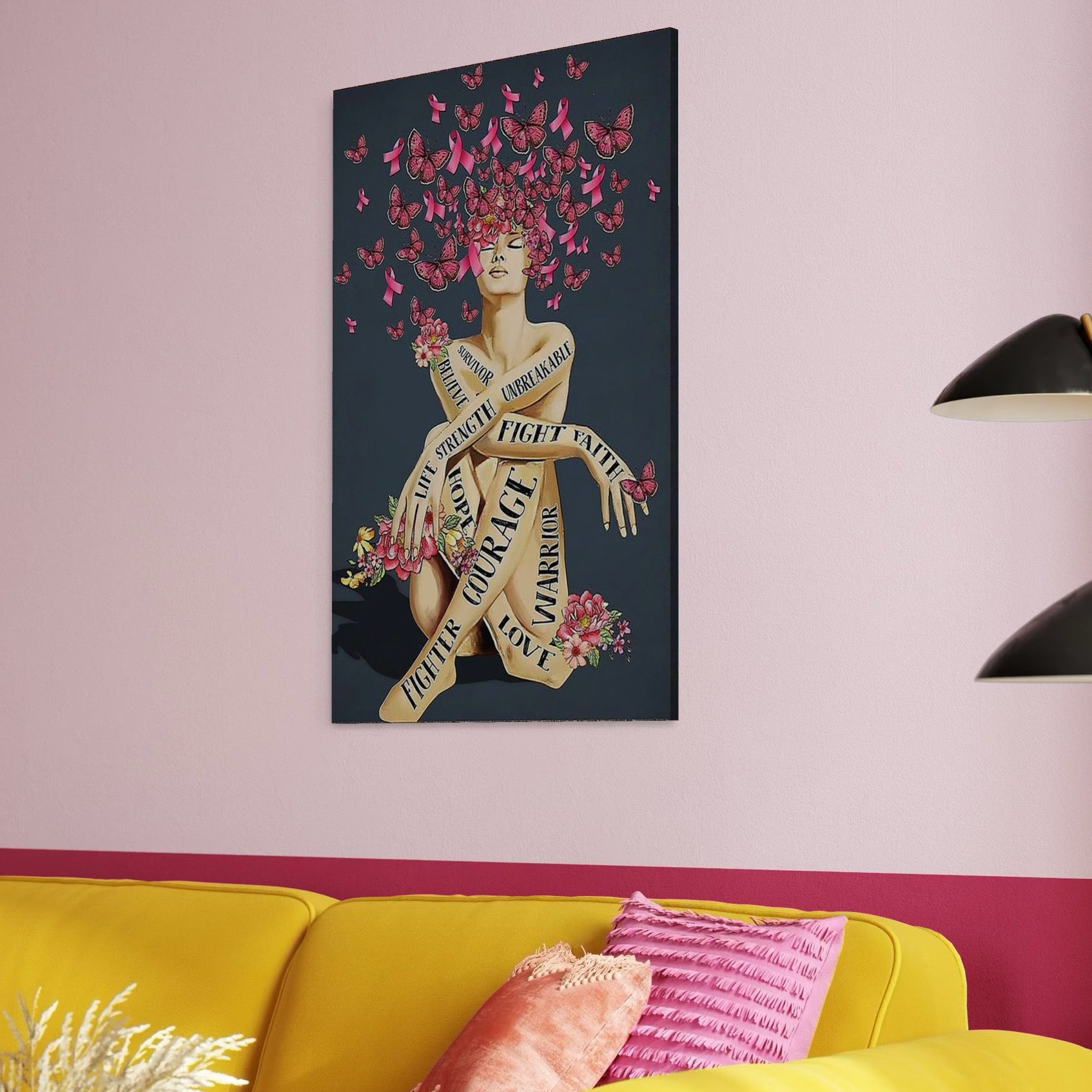 Tablou Canvas Premium, LuxCanva® Q1017, Aripile Sperantei, Ganduri, Optimism, Feminin, Flori, Motivational, Empatie, Viata, Birou, Dormitor