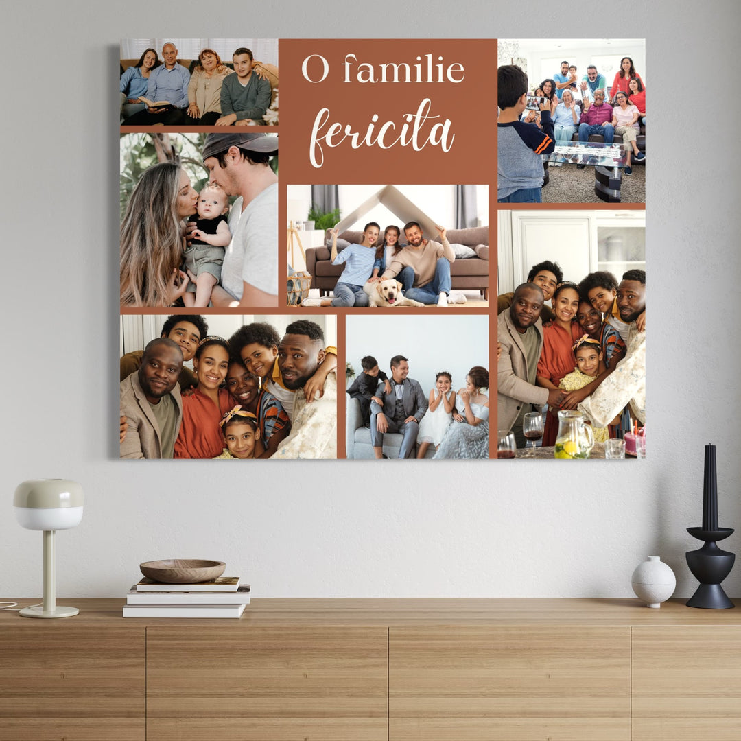 Personalisiertes Leinwandbild mit 7 Familienfotos "Eine glückliche Familie", PS100
