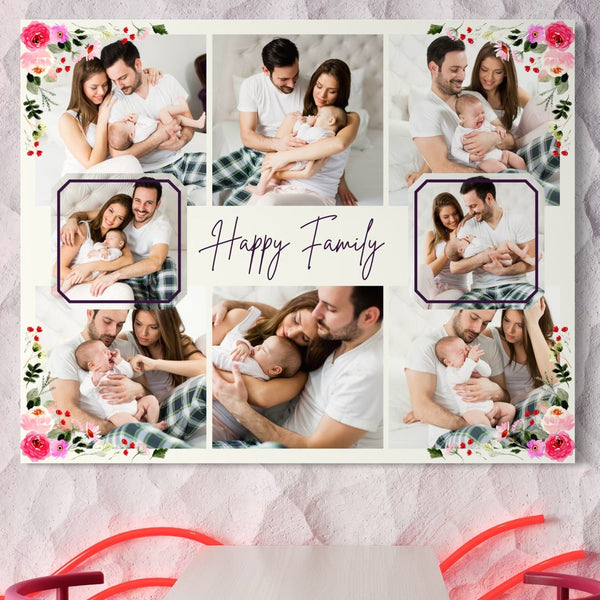 Personalisiertes Leinwandbild mit 8 Familienbildern "Happy Family", PS101