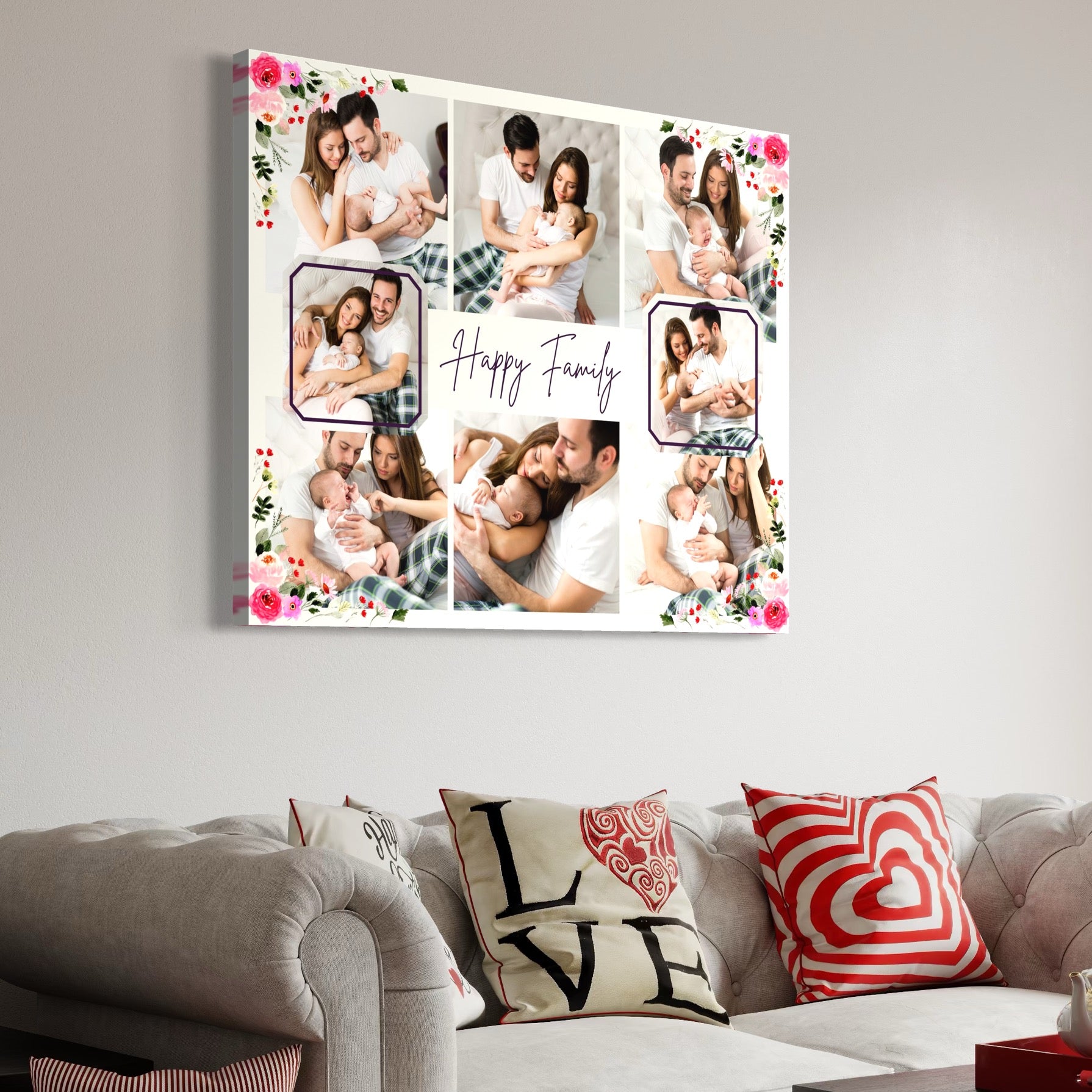 Tablou Canvas Personalizat cu 8 Poze Pentru Familie 