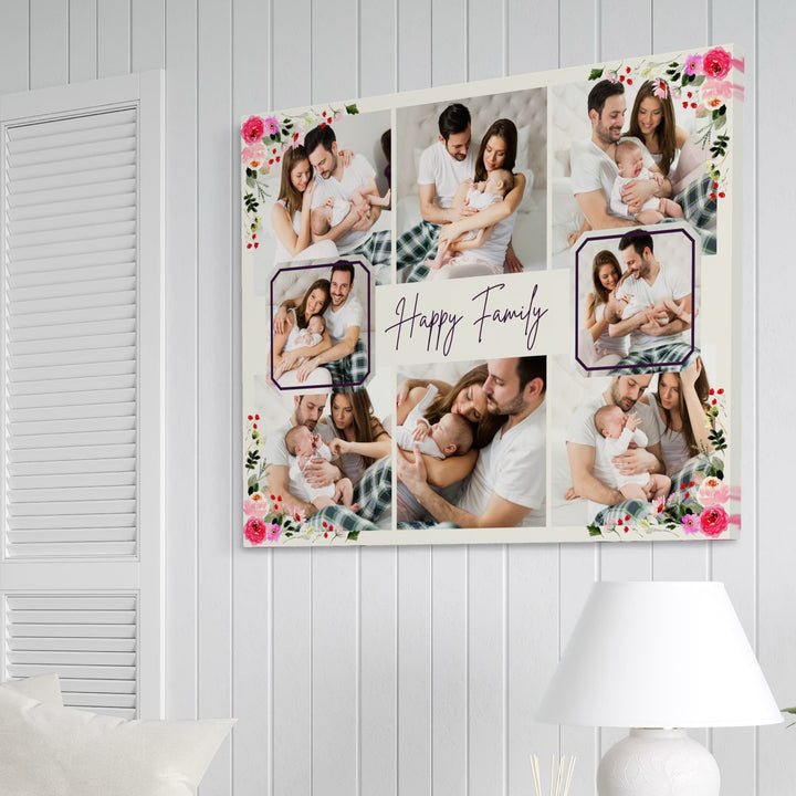 Tablou Canvas Personalizat cu 8 Poze Pentru Familie "Happy Family", PS101