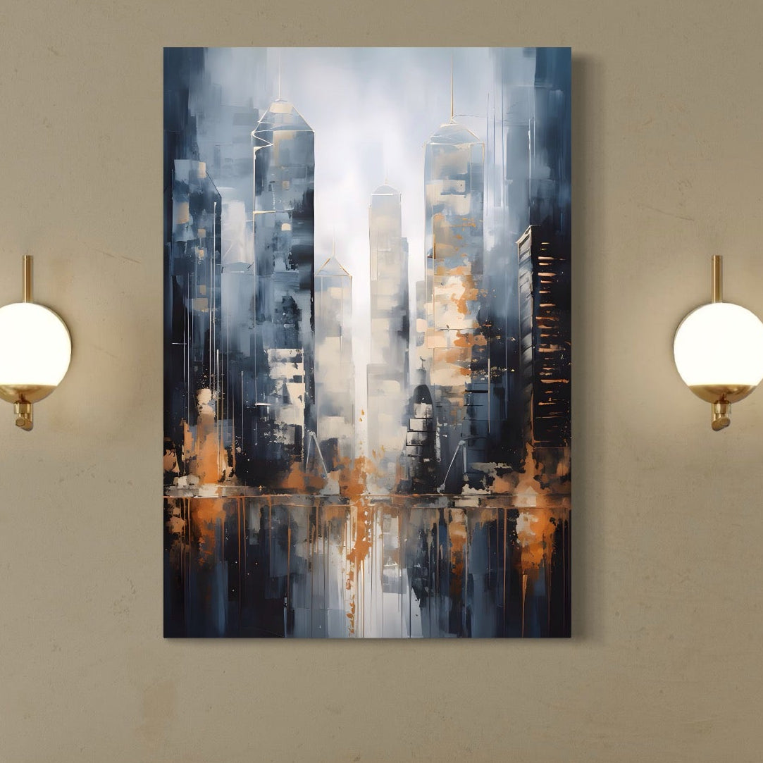 Tablou Canvas Premium LuxCanva® C1778, Zgarie Nori In Centrul Orasului ,  Oras, Blocuri, Living Room, Culori Vibrante