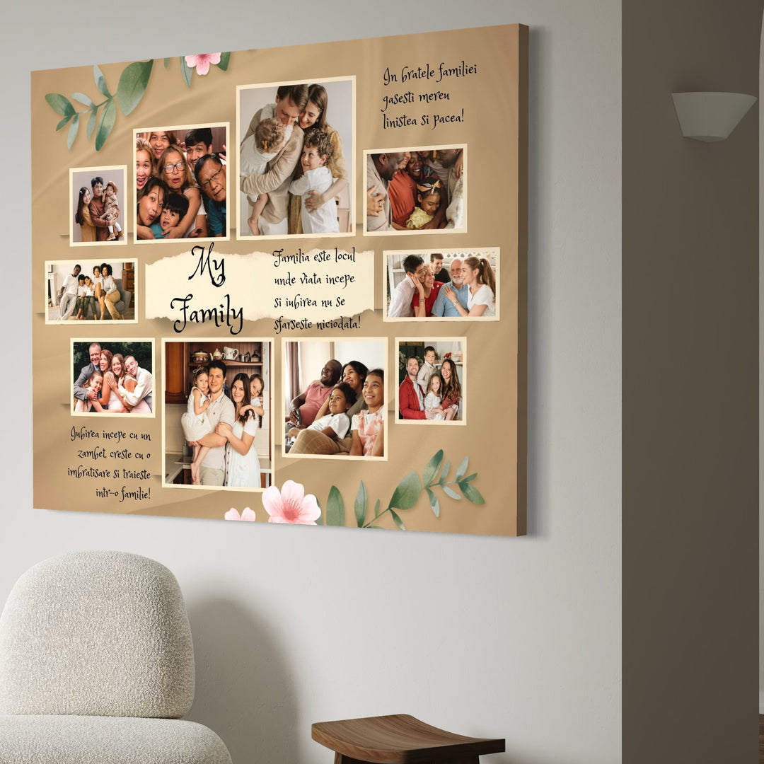 Tablou Canvas Personalizat cu 10 Poze Pentru Familie "My Family", PS102