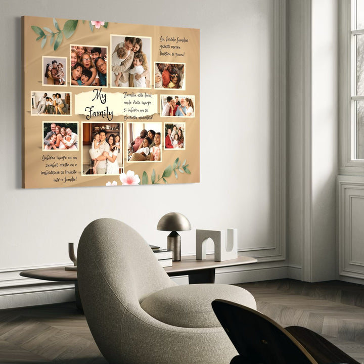 Tablou Canvas Personalizat cu 10 Poze Pentru Familie "My Family", PS102