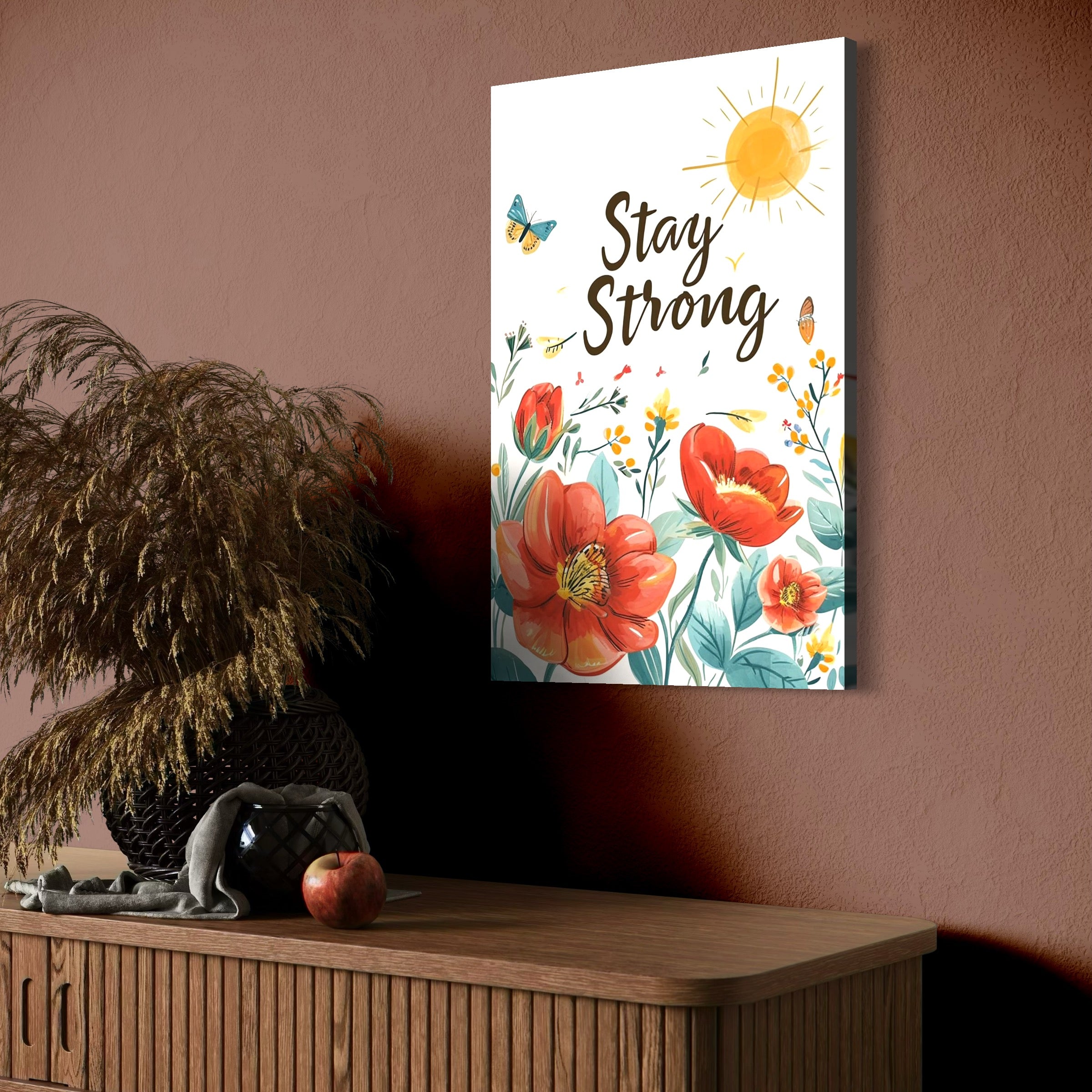 Tablou Canvas Premium, LuxCanva® Q1020, Curaj sub Soare, Flori, Natura, Putere, Optimism, Energie, Speranta, Pastel, Mesaj, Motivatie, Birou, Dormitor