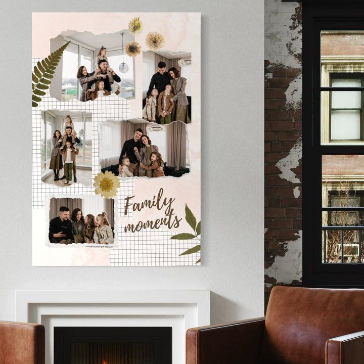 Personalisiertes Leinwandbild mit 5 Familienbildern "Familienmomente", PS103
