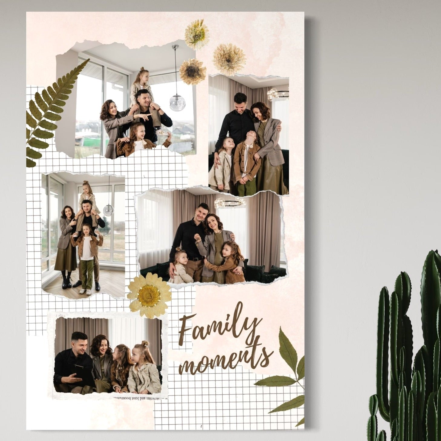 Tablou Canvas Personalizat cu 5 Poze Pentru Familie " Family Moments", PS103