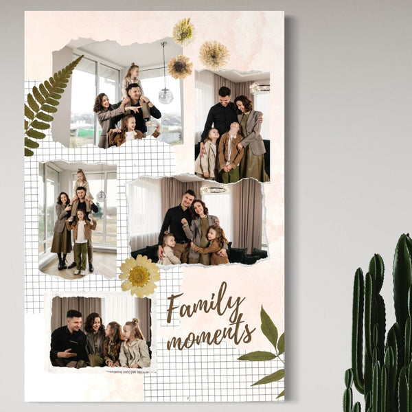 Personalisiertes Leinwandbild mit 5 Familienbildern "Familienmomente", PS103