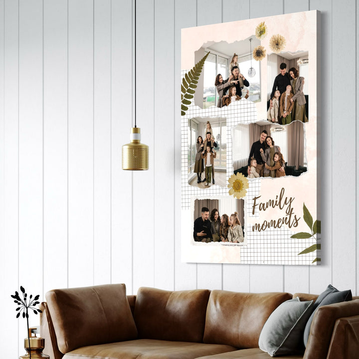 Personalisiertes Leinwandbild mit 5 Familienbildern "Familienmomente", PS103