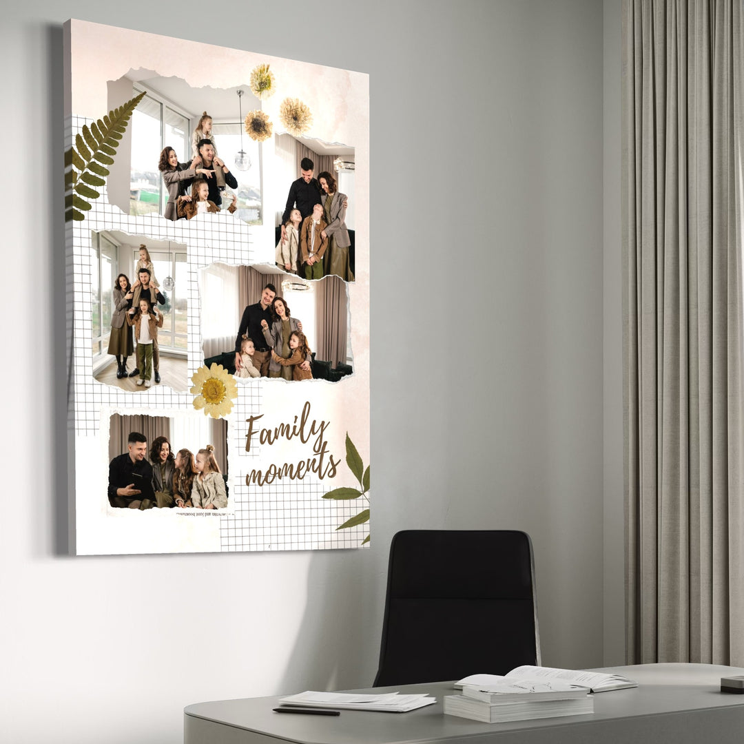 Personalisiertes Leinwandbild mit 5 Familienbildern "Familienmomente", PS103