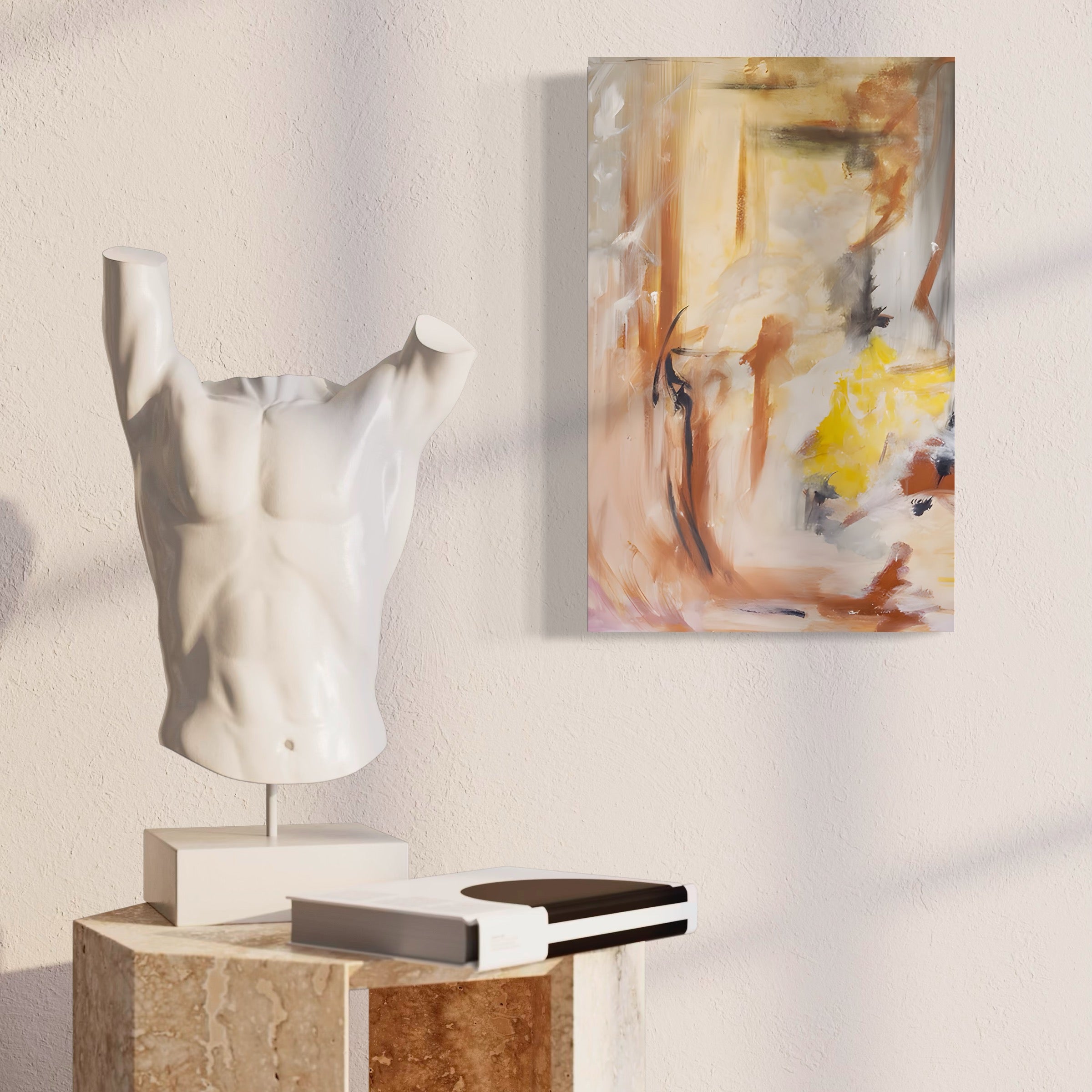 Tablou Canvas Premium LuxCanva® C1180, Brown And Gold Painting , Culori, Abstract, Relaxare, Living Room, Culori Vibrante