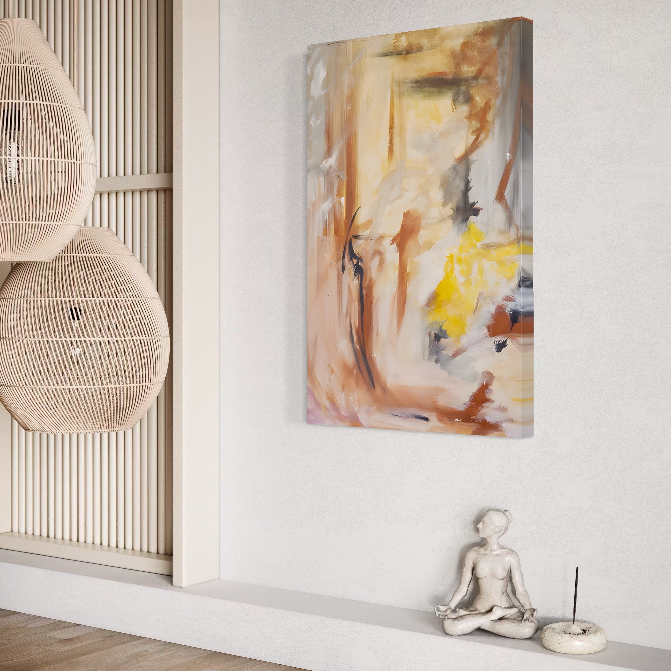 Tablou Canvas Premium LuxCanva® C1180, Brown And Gold Painting , Culori, Abstract, Relaxare, Living Room, Culori Vibrante