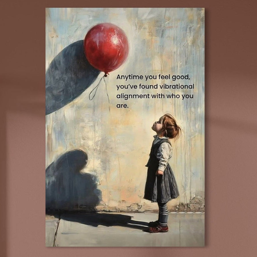 Adaugă un farmec motivațional decorului tău cu "Tablou Canvas Premium, LuxCanva® Q1022 - Armonie Interioara" cu o fată veselă și un balon roșu. Calitate premium by LuxCanva® - Magazin tablouri canvas si tablouri personalizate.