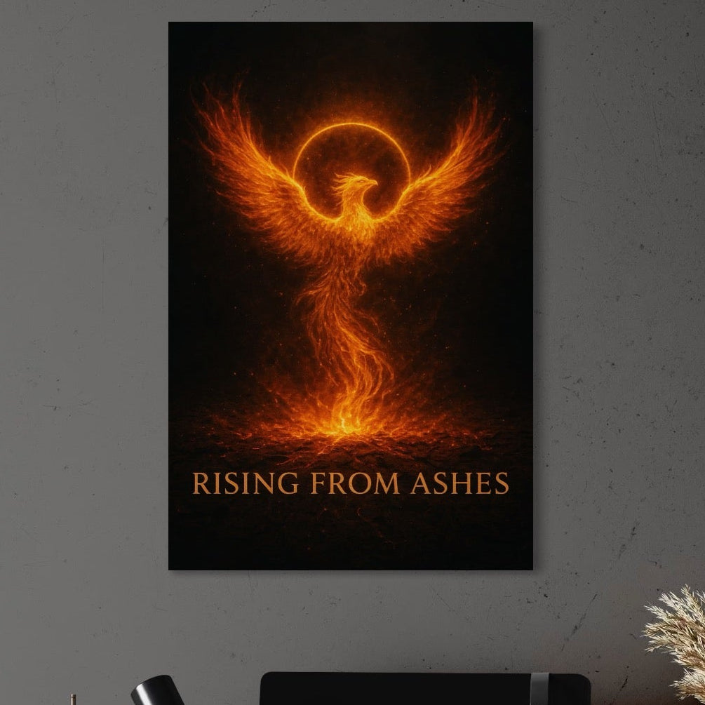 Tablou Canvas Premium, LuxCanva® Q1023, Puterea Renasterii, Phoenix, Pasare, Foc, Flacari, Motivatie, Renastere, Curaj, Triumf, Mitic, Birou, Dormitor
