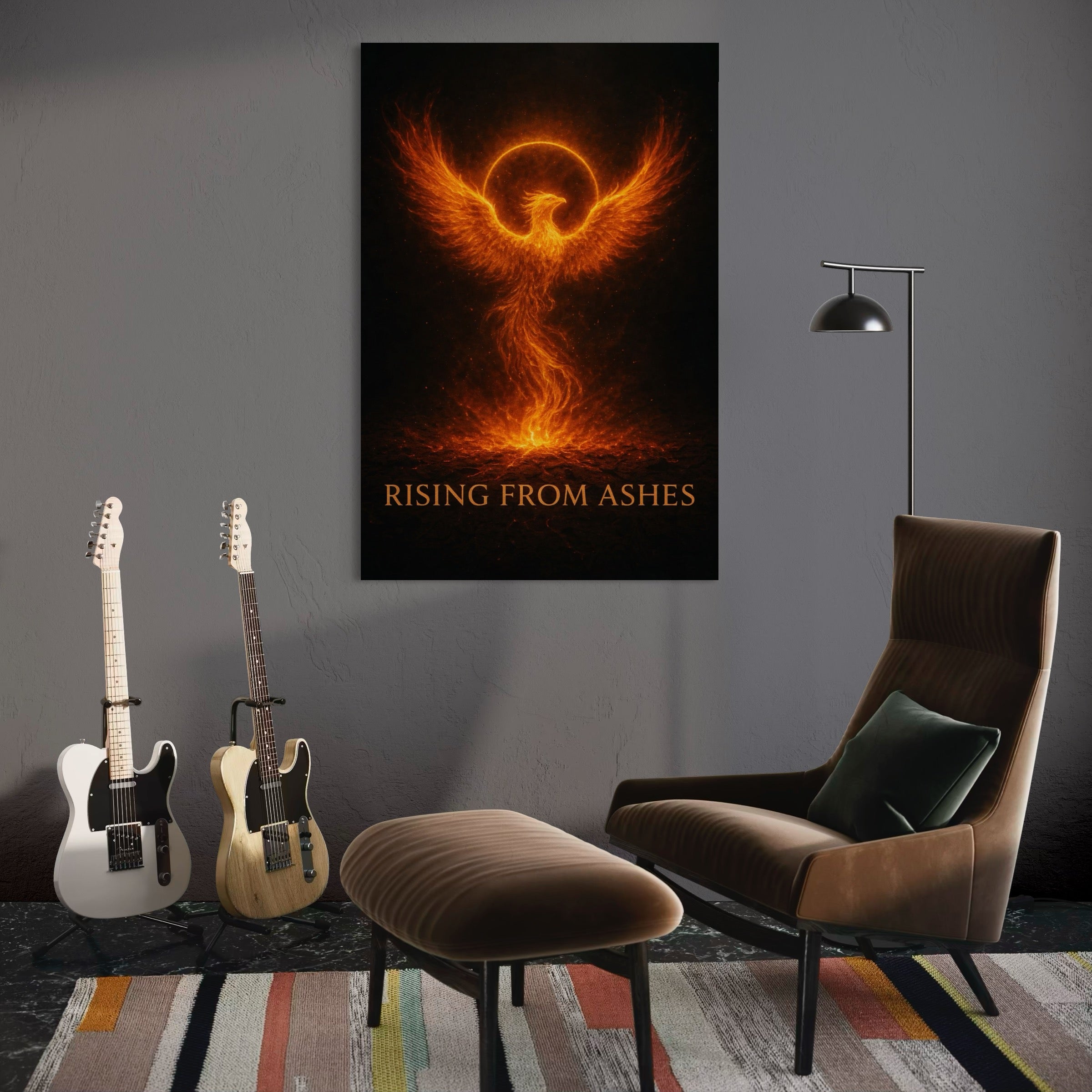 Tablou Canvas Premium, LuxCanva® Q1023, Puterea Renasterii, Phoenix, Pasare, Foc, Flacari, Motivatie, Renastere, Curaj, Triumf, Mitic, Birou, Dormitor