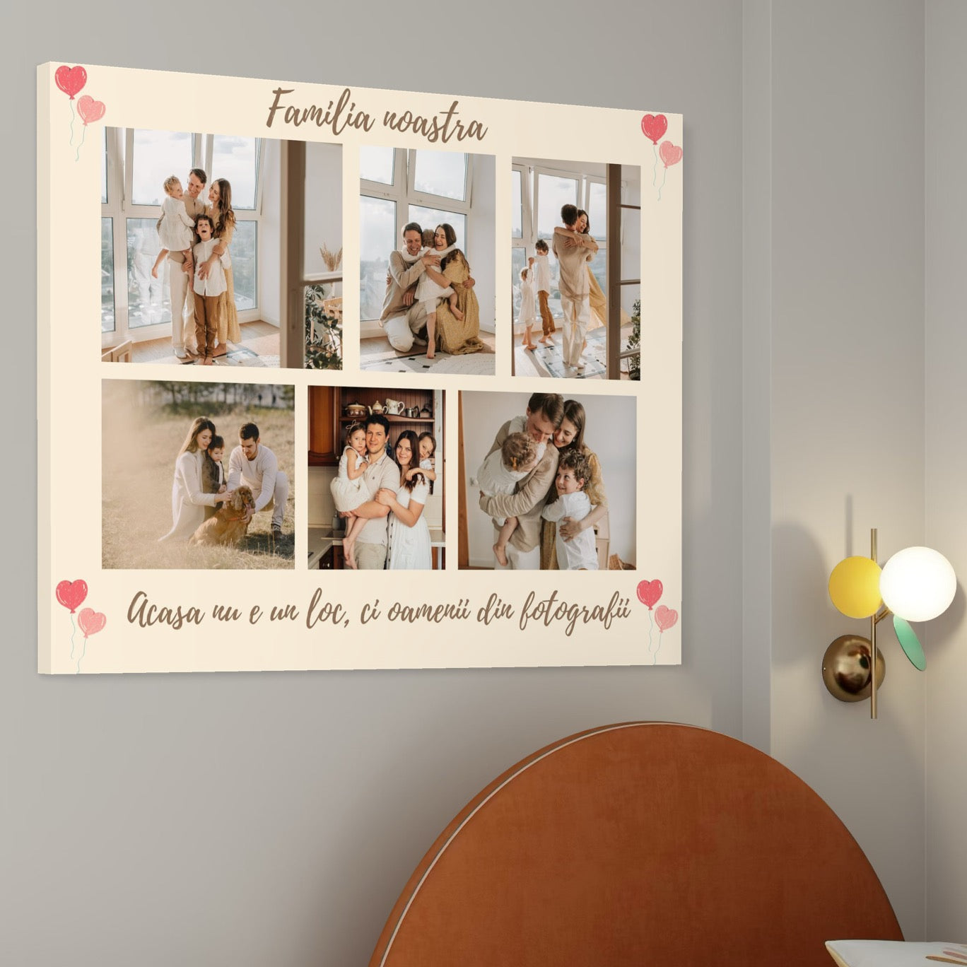 Tablou Canvas Personalizat cu 6 Poze Pentru Familie 