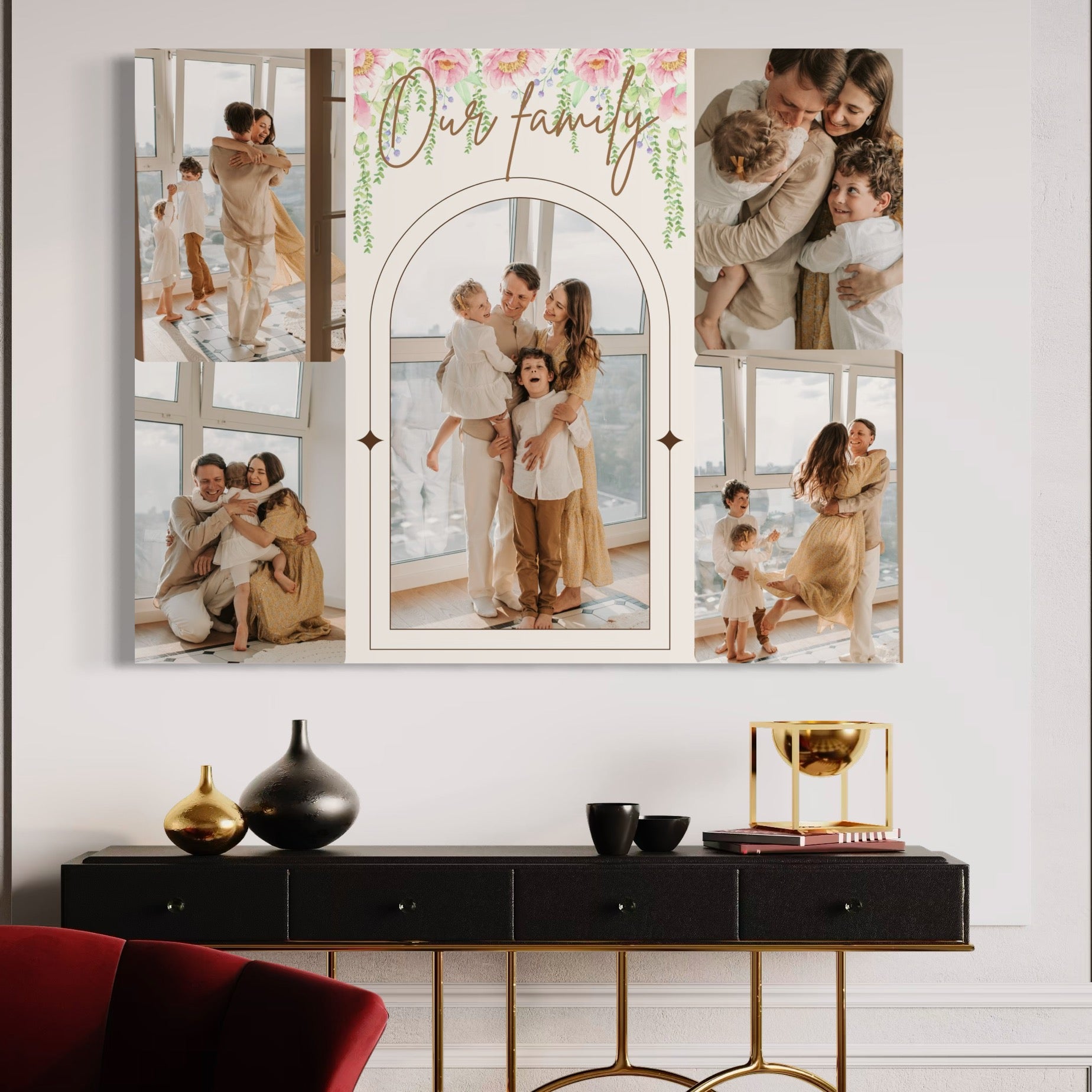 Tablou Canvas Personalizat cu 5 Poze Pentru Familie 