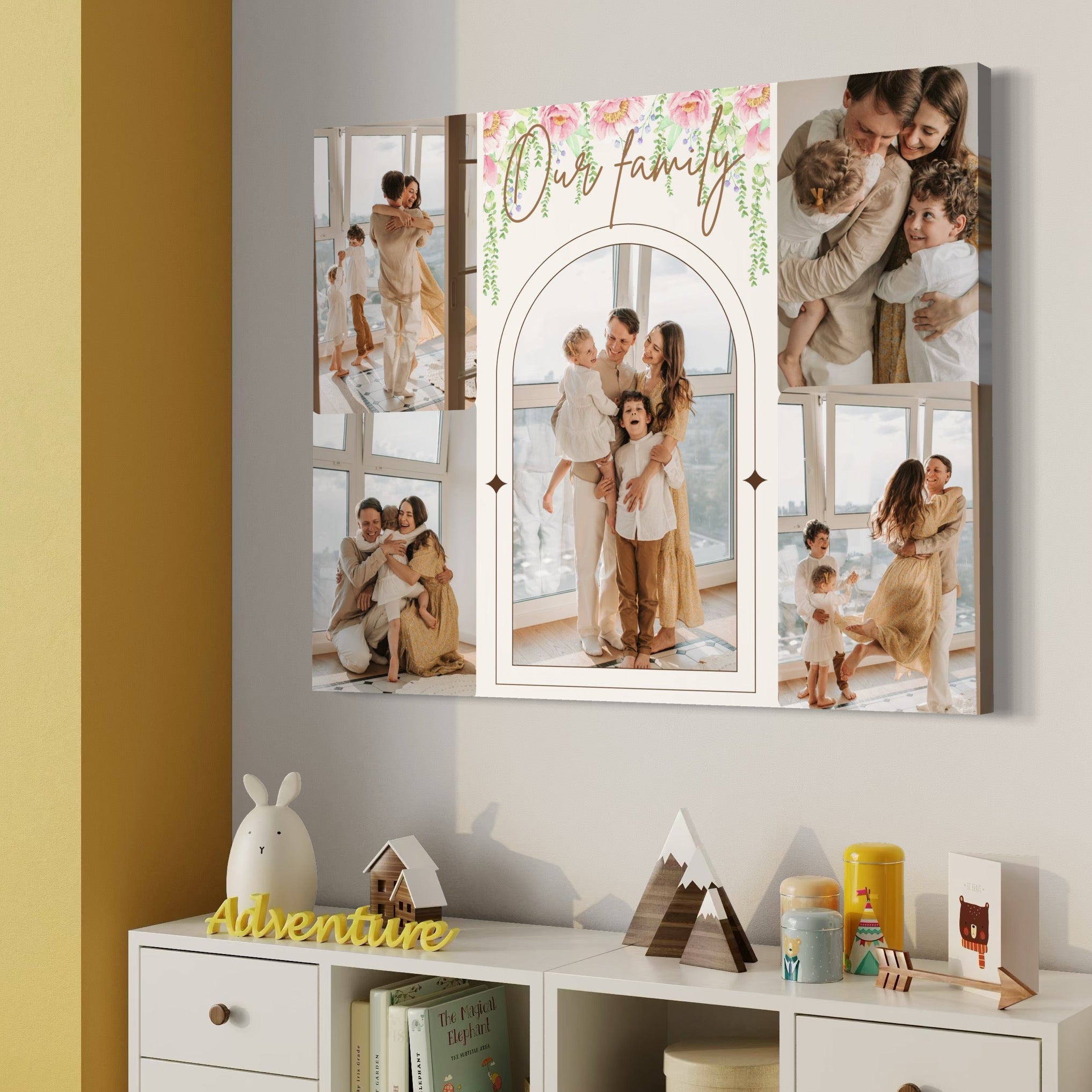 Tablou Canvas Personalizat cu 5 Poze Pentru Familie 