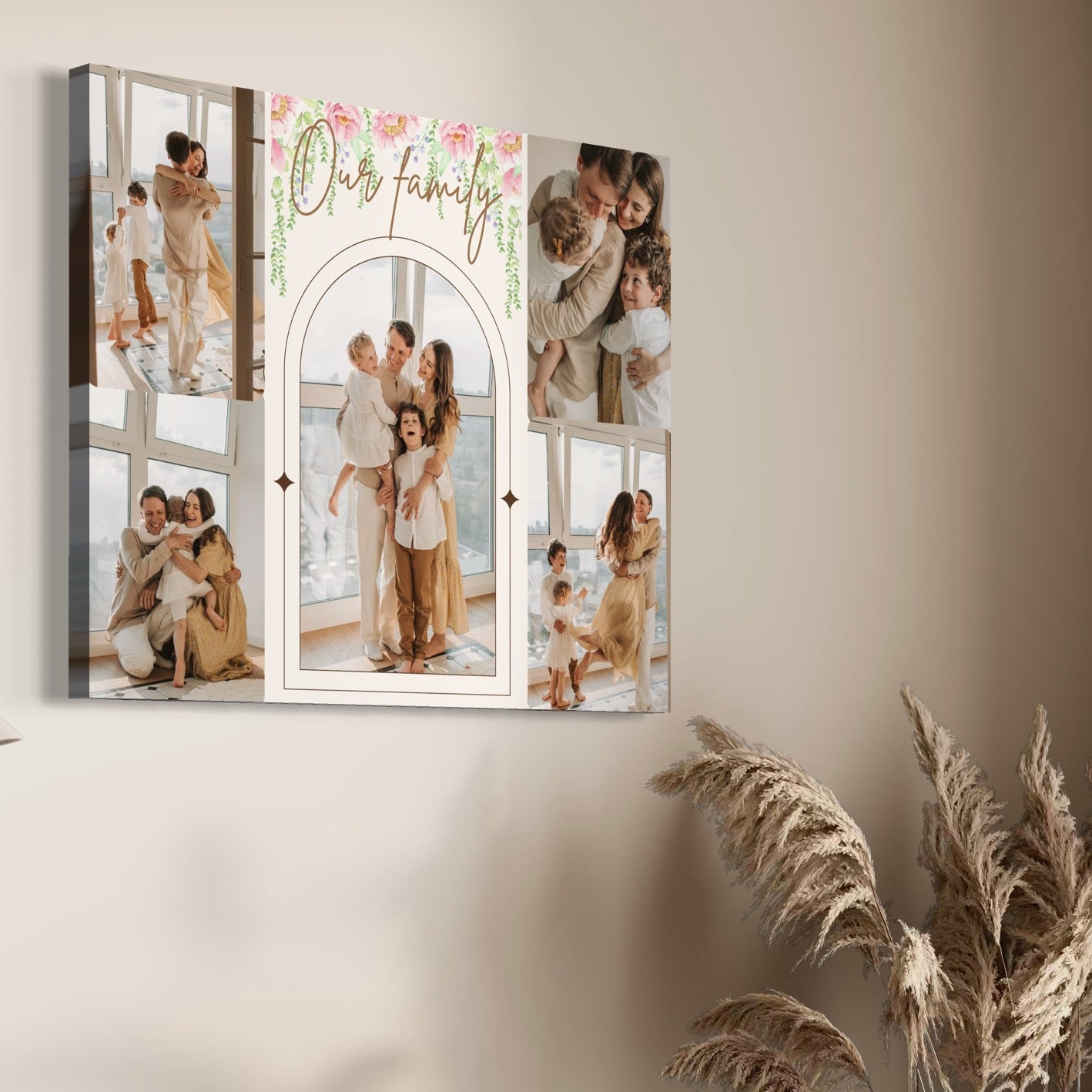 Tablou Canvas Personalizat cu 5 Poze Pentru Familie 