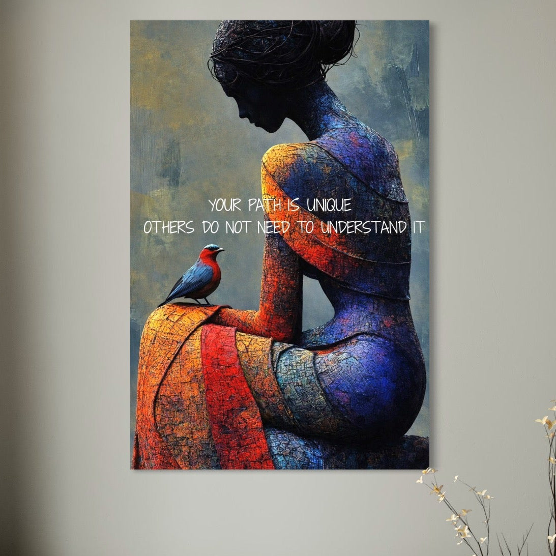 Tablou Canvas Premium, LuxCanva® Q1025, In Ritmul Meu, Pasare, Femeie, Meditatie, Mesaj, Identitate, Echilibru, Inspiratie, Motivatie, Birou, Dormitor