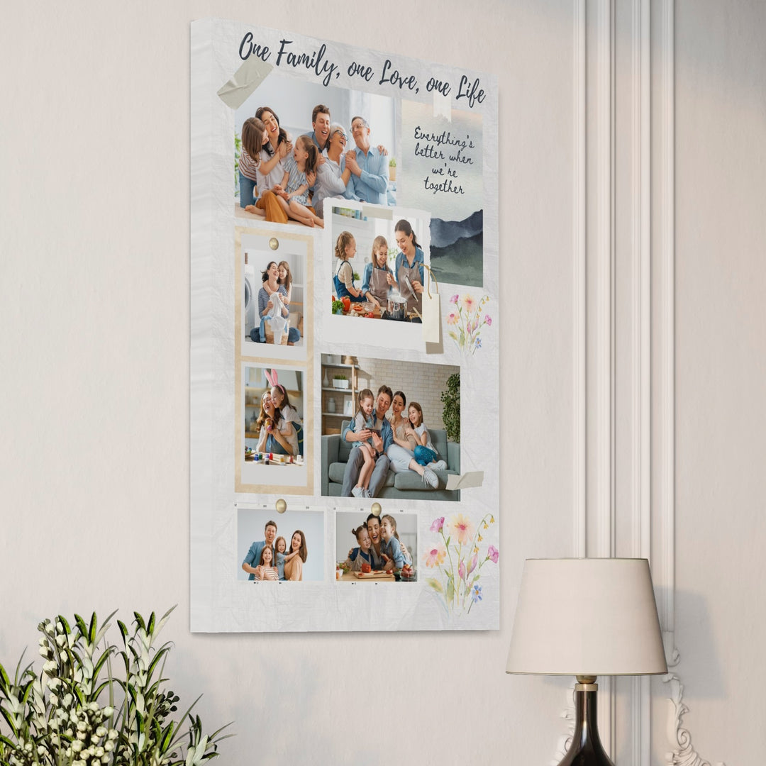 Tablou Canvas Personalizat cu 7 Poze Pentru Familie " One Family, one Love, one Life", PS109