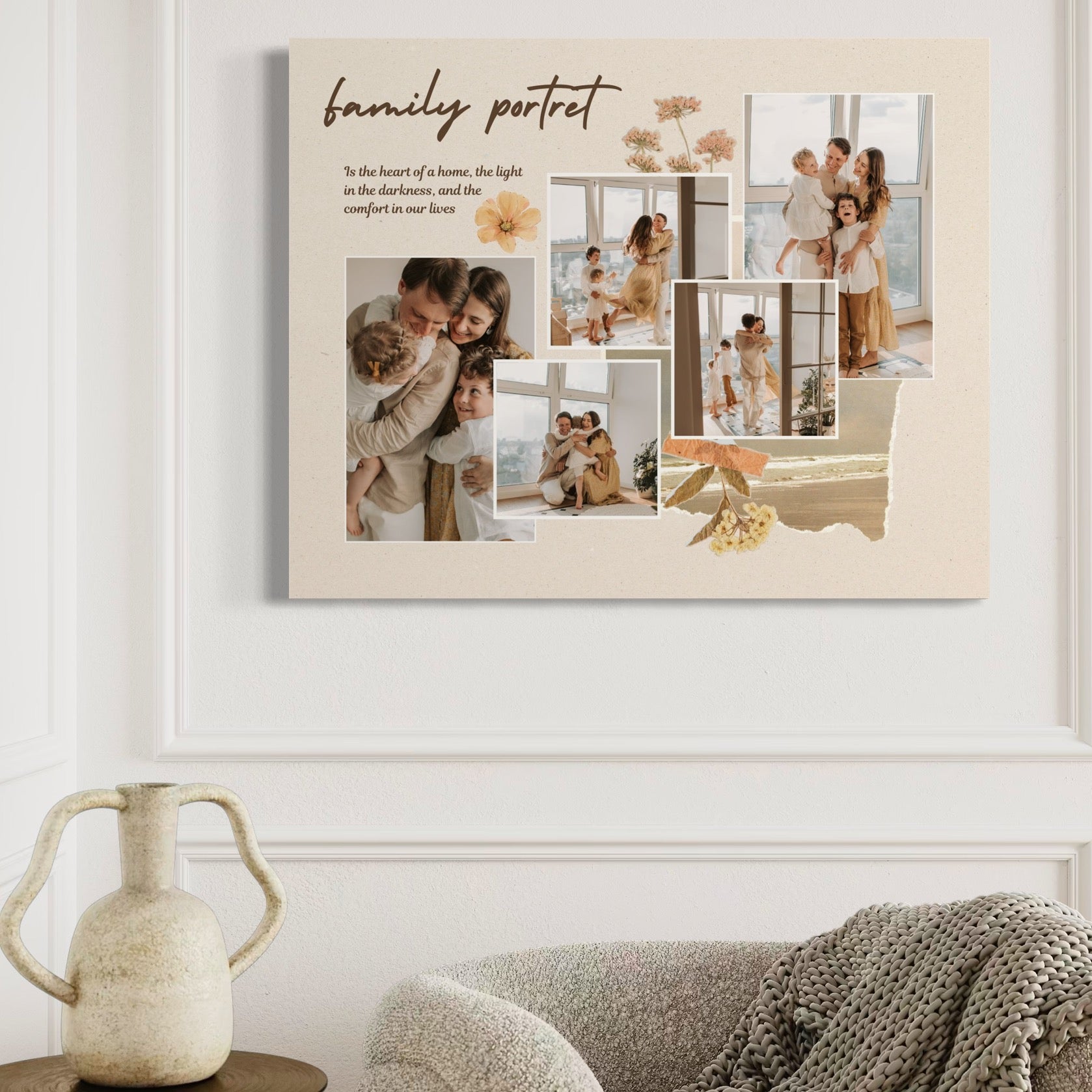 Tablou Canvas Personalizat cu 5 Poze Pentru Familie 