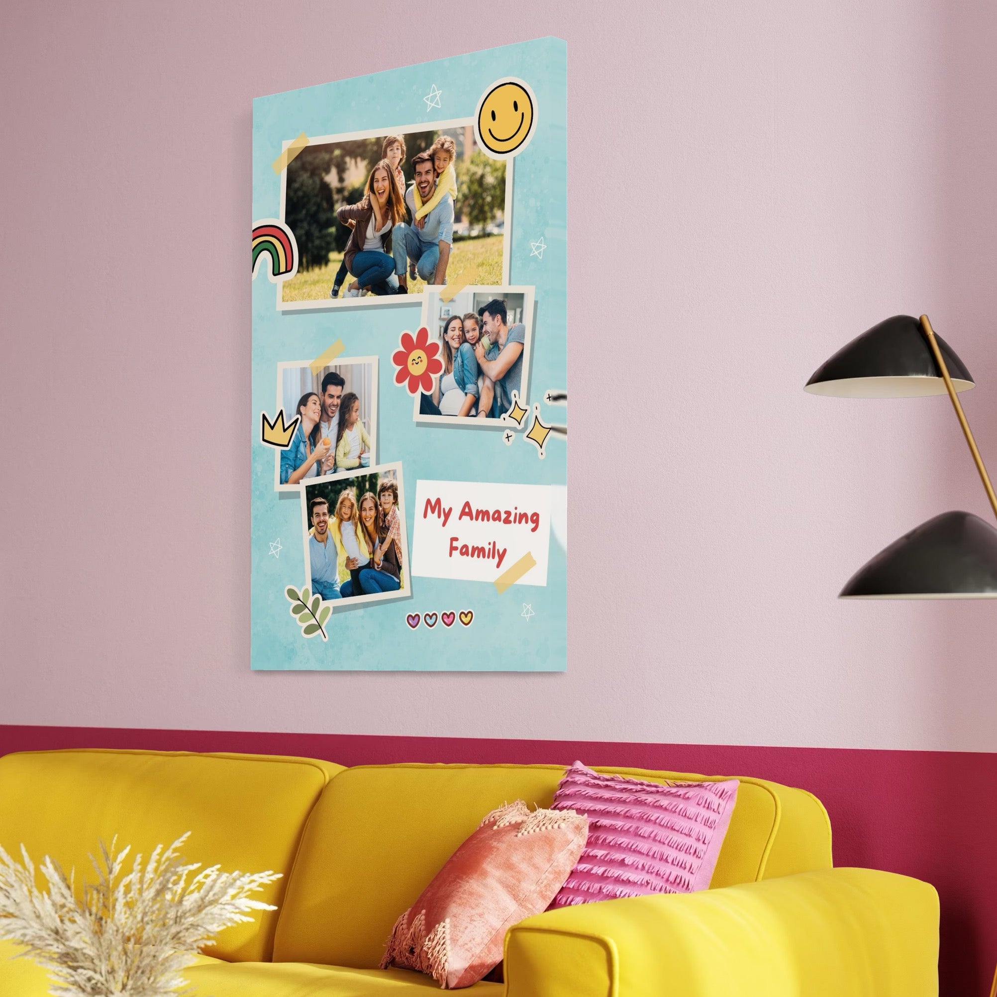 Tablou Canvas Personalizat cu 4 Poze Pentru Familie 