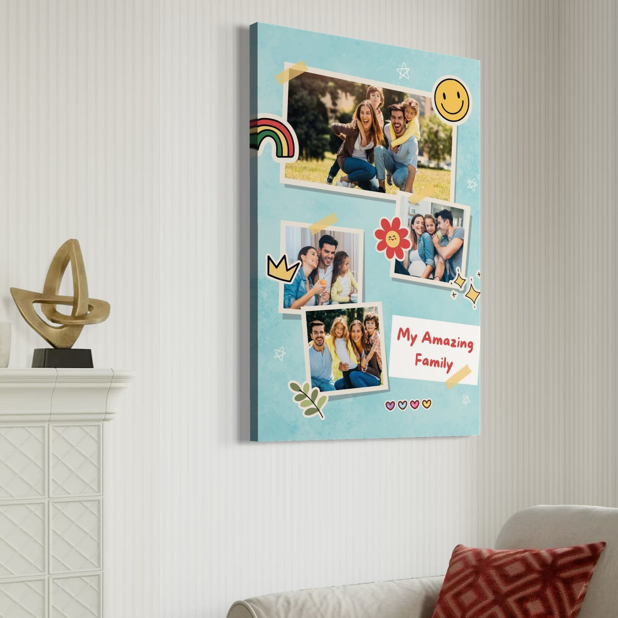 Tablou Canvas Personalizat cu 4 Poze Pentru Familie 