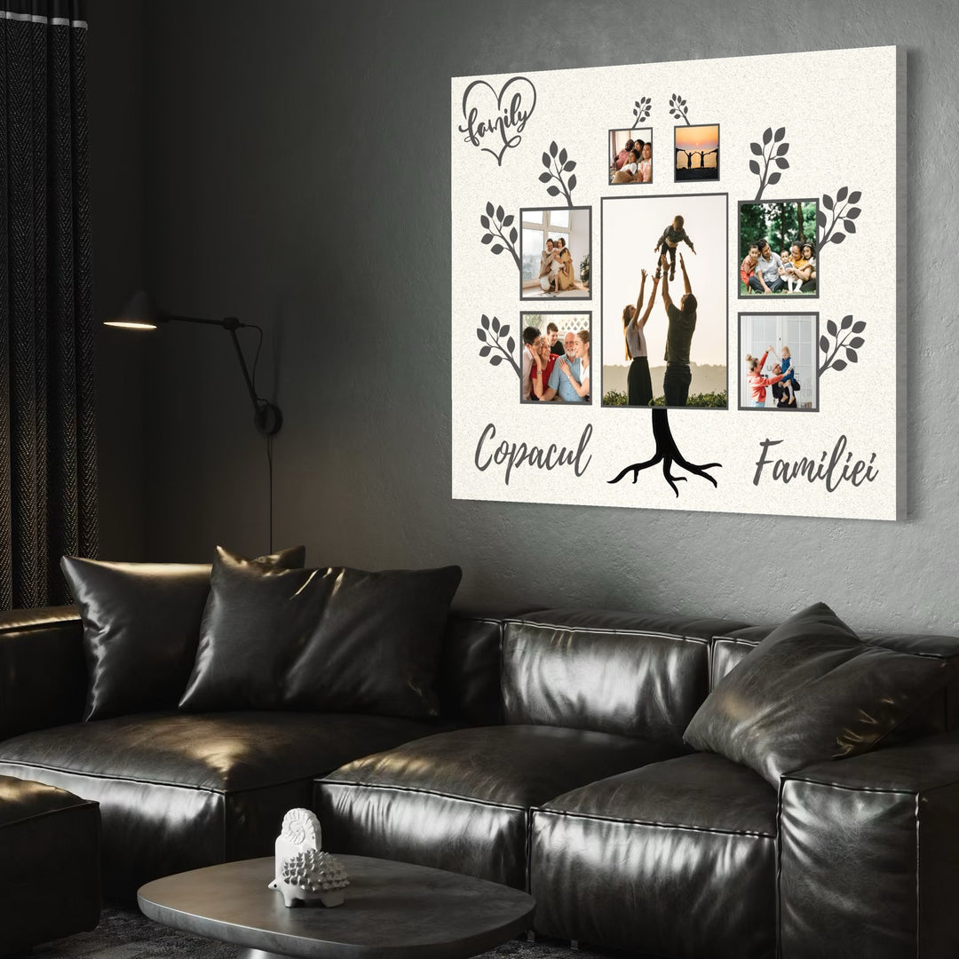 Personalisiertes Leinwandbild mit 7 Familienbildern "Stammbaum", PS113