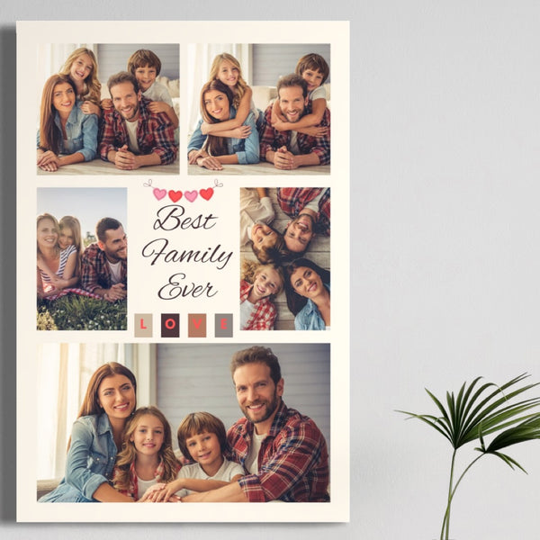 Personalisierte Leinwandbilder mit 5 Familienbildern "Best Family Ever", PS114