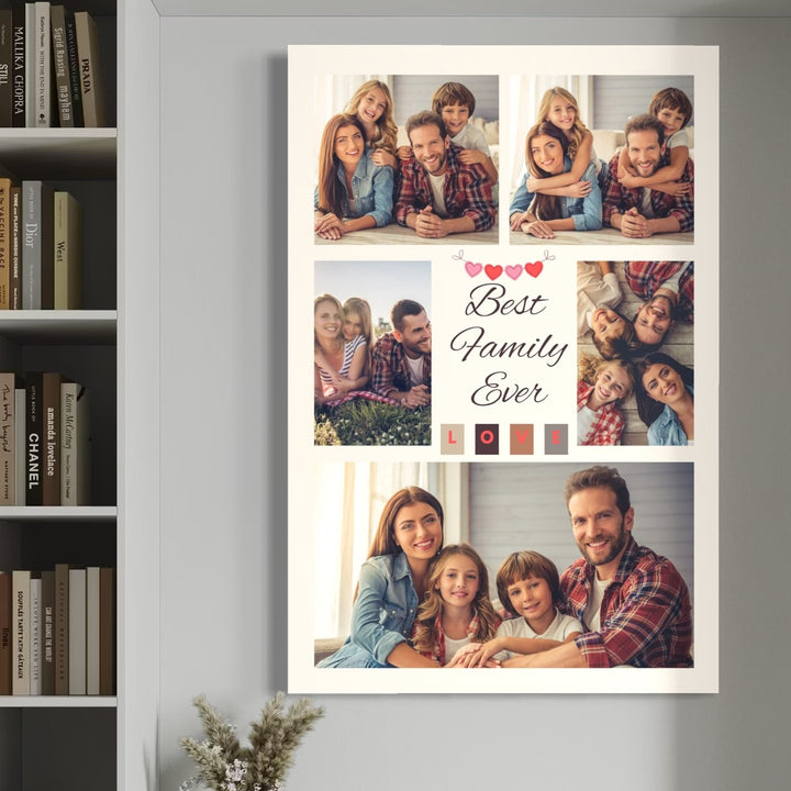 Tablou Canvas Personalizat cu 5 Poze Pentru Familie " Best Family Ever", PS114