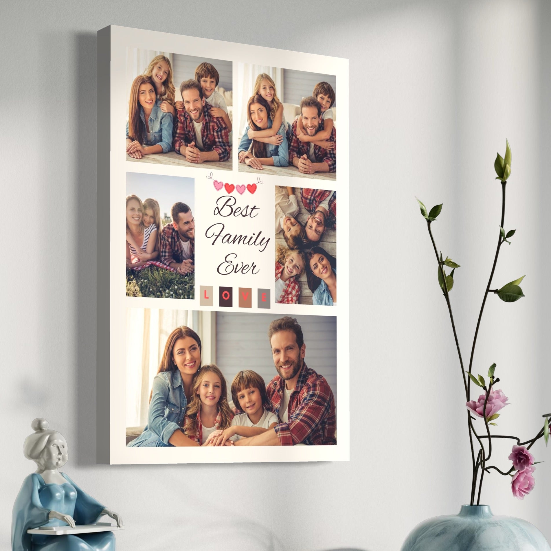 Tablou Canvas Personalizat cu 5 Poze Pentru Familie 