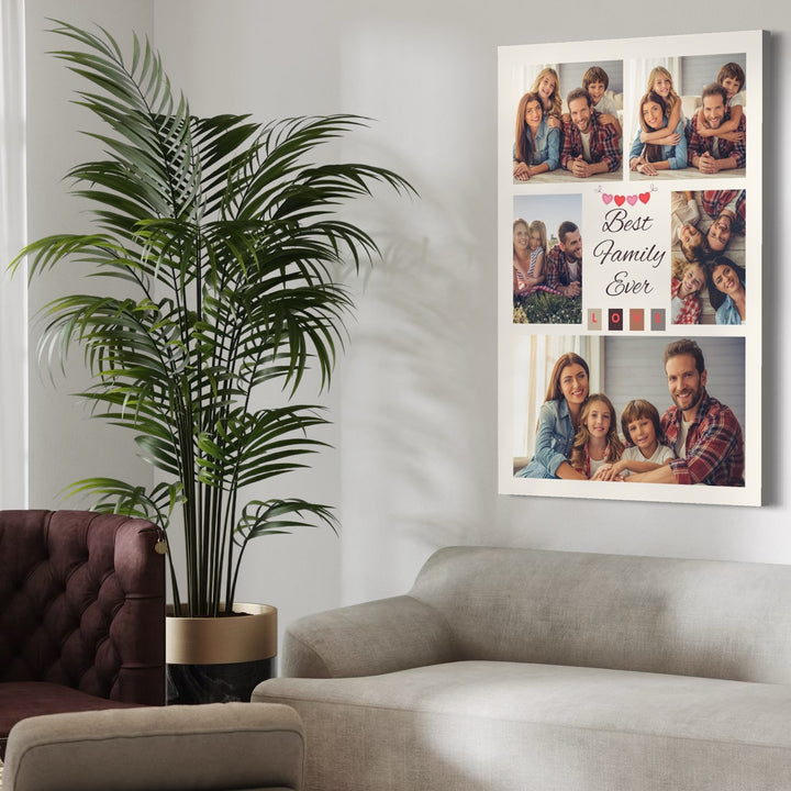 Tablou Canvas Personalizat cu 5 Poze Pentru Familie " Best Family Ever", PS114