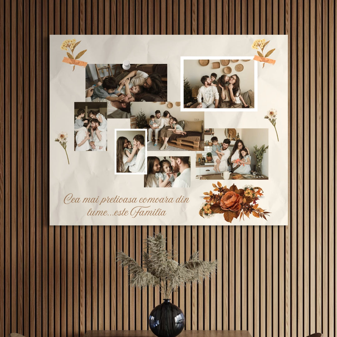 Personalisiertes Leinwandbild mit 7 Familienbildern " Der wertvollste Schatz der Welt...ist die Familie", PS115