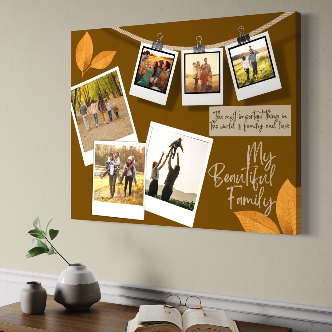 Personalisiertes Leinwandbild mit 6 Familienbildern "Meine schöne Familie", PS116