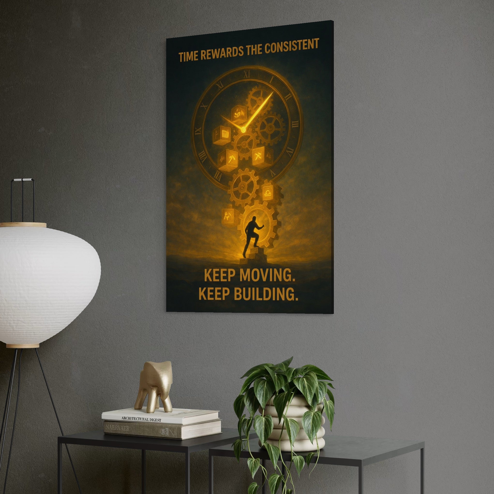 Tablou Canvas Premium, LuxCanva® Q1031, Rabdare si Actiune, Timp, Progres, Efort, Ambitie, Evolutie, Munca, Strategie, Birou, Dormitor