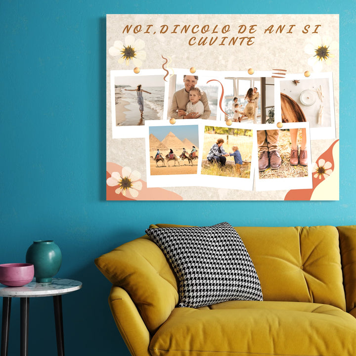 Personalisiertes Leinwandbild mit 7 Familienbildern "Wir, jenseits von Jahren und Worten", PS118