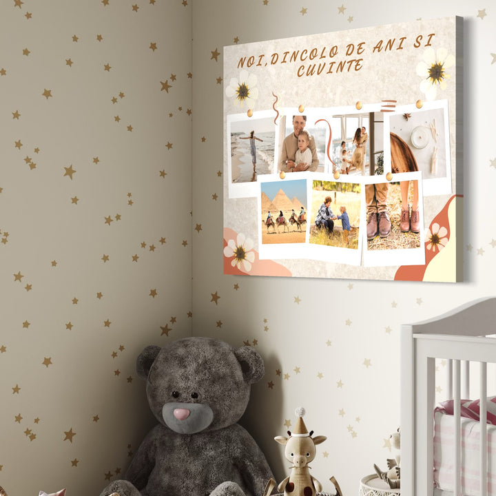 Personalisiertes Leinwandbild mit 7 Familienbildern "Wir, jenseits von Jahren und Worten", PS118