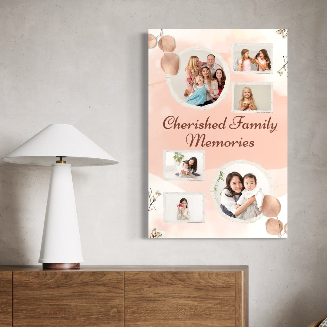Personalisierte Leinwandbilder mit 6 Familienfotos " Cherished Family Memories", PS119