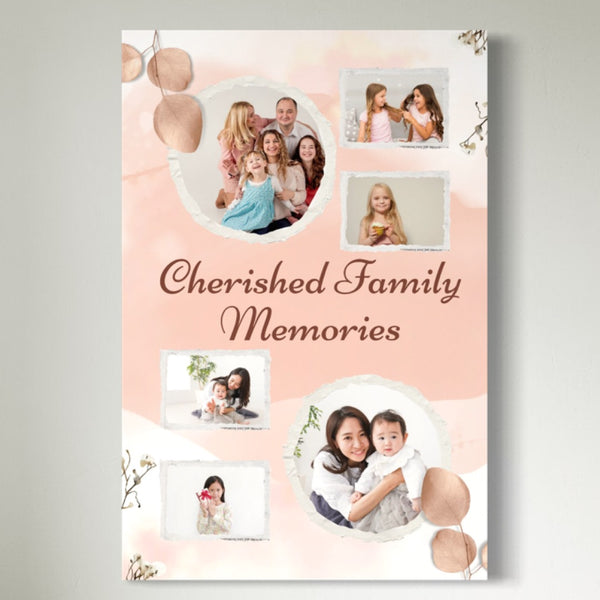 Personalisierte Leinwandbilder mit 6 Familienfotos " Cherished Family Memories", PS119