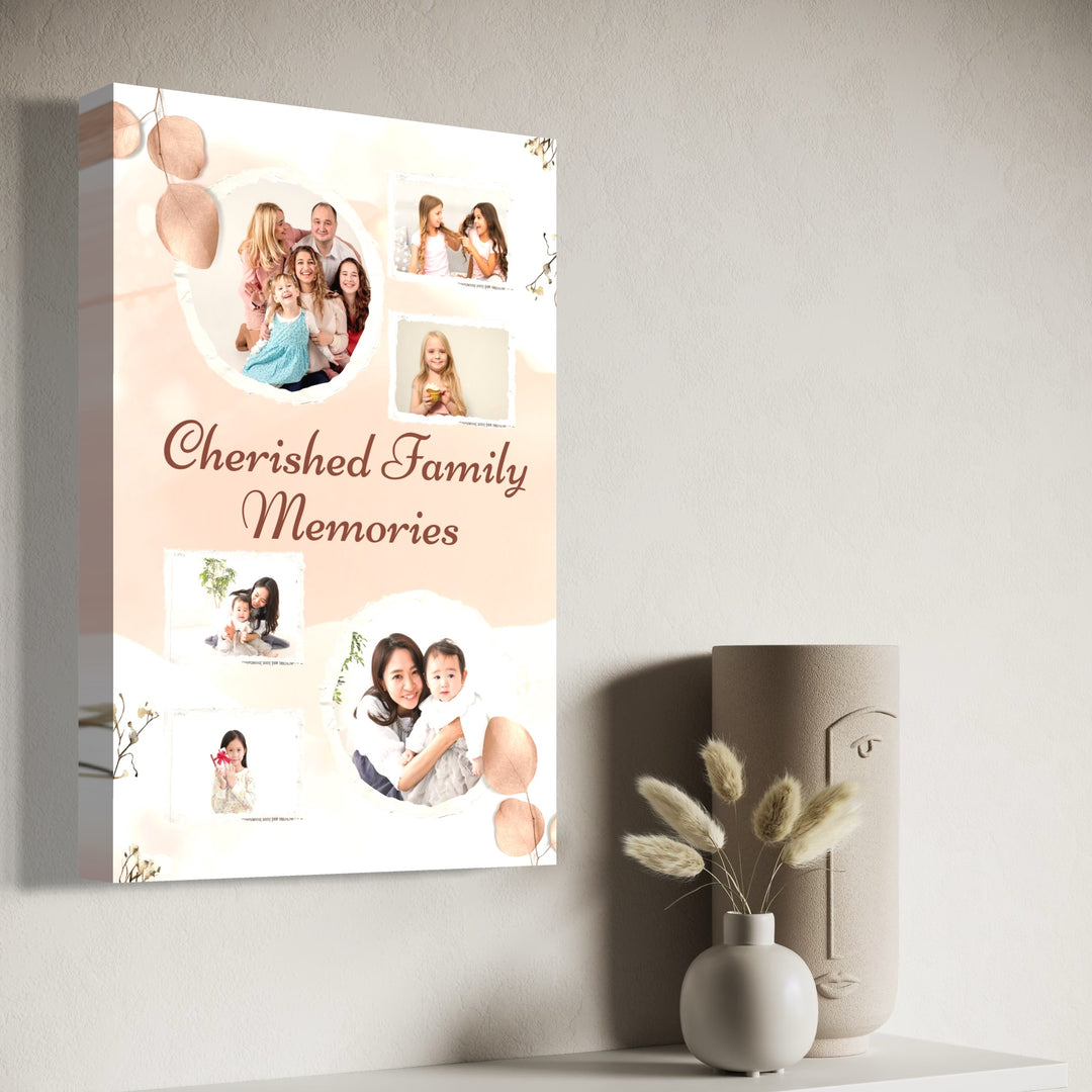 Personalisierte Leinwandbilder mit 6 Familienfotos " Cherished Family Memories", PS119