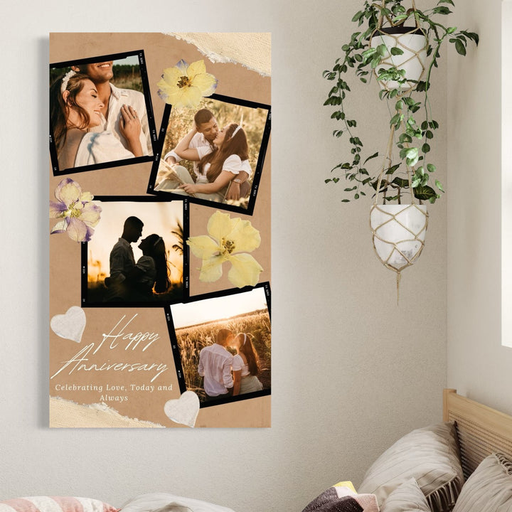 Tablou Canvas Personalizat cu 4 Poze Pentru Aniversari " Happy Anniversary", PS120
