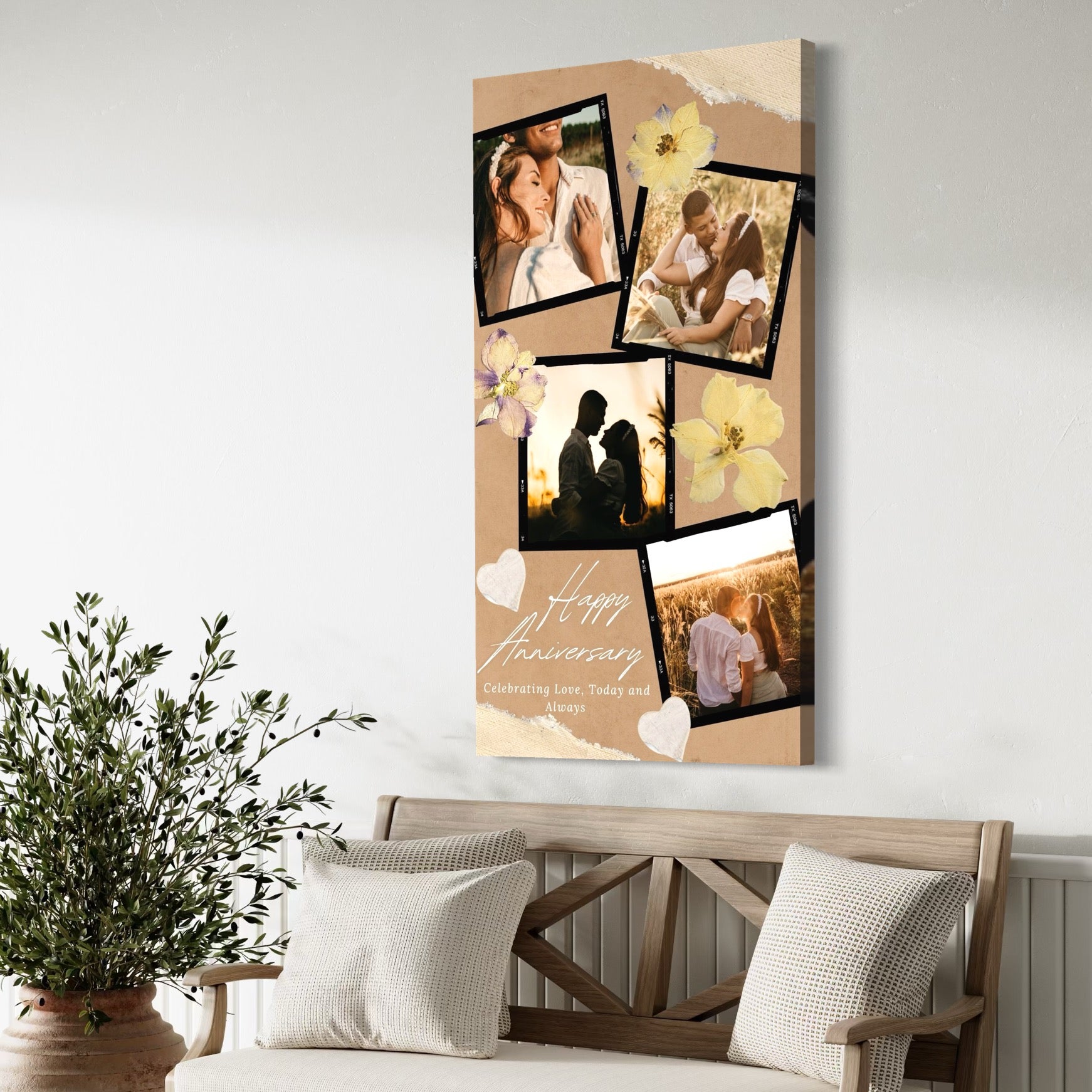 Tablou Canvas Personalizat cu 4 Poze Pentru Aniversari 