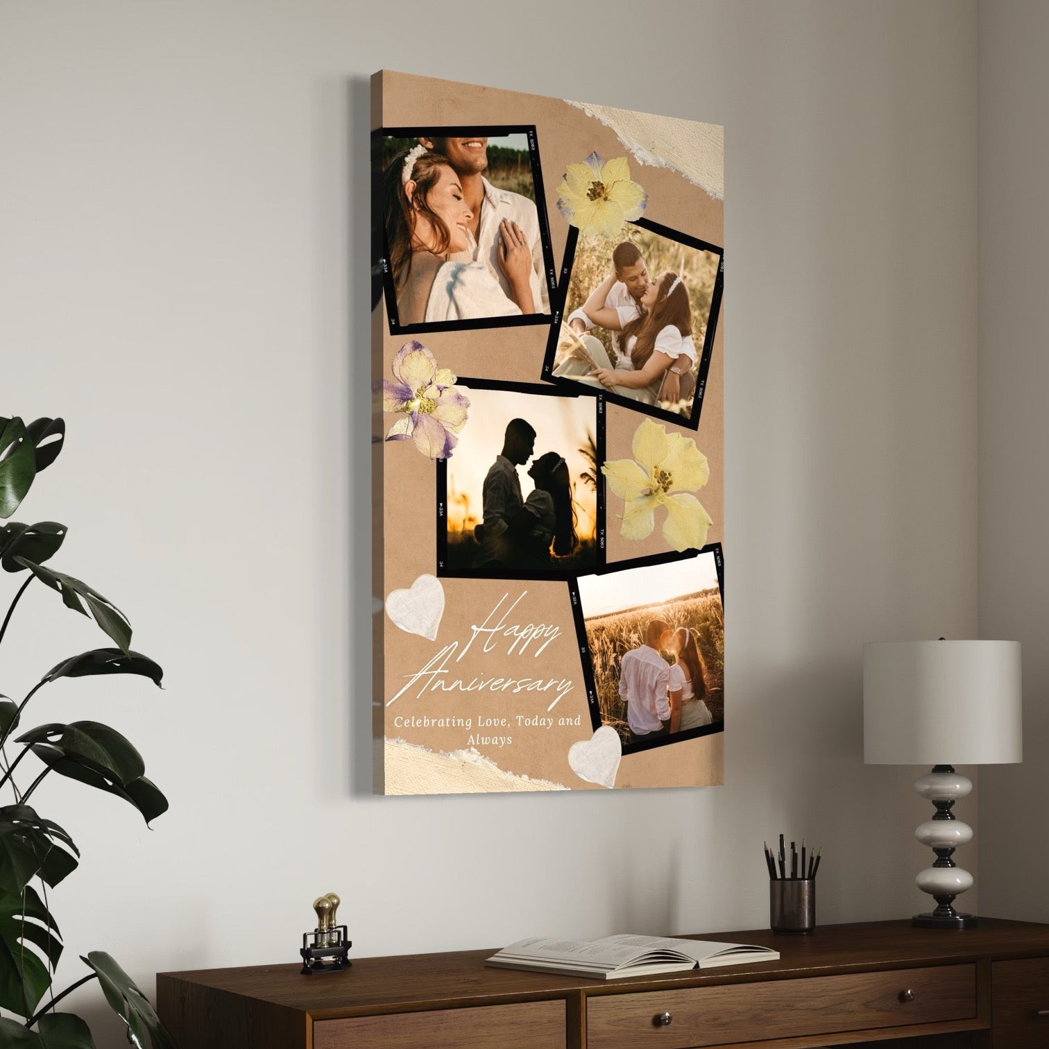Tablou Canvas Personalizat cu 4 Poze Pentru Aniversari 