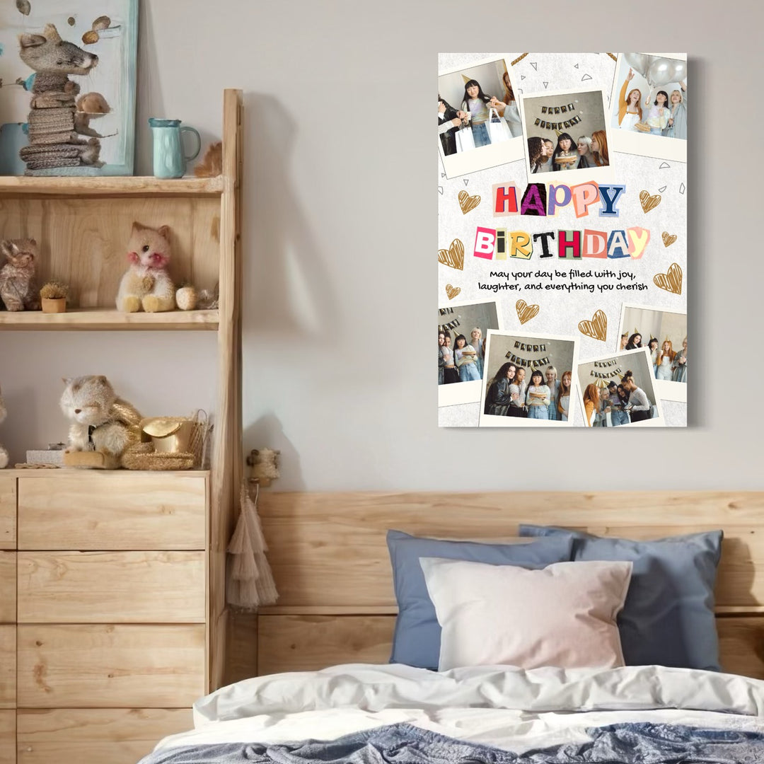 Tablou Canvas Personalizat cu 7 Poze Pentru Aniversari " Happy Birthday", PS121